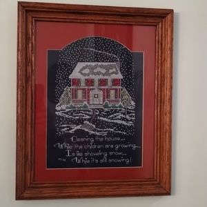 Embroidered Framed Artwork Shoveling ❄️🏠